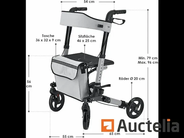 Rollator grijs - opvouwbaar loophulpmiddel - afbeelding 3 van  5