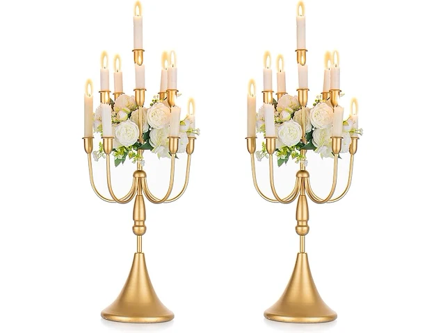 Romadedi candelabra gouden kaarsenhouder (2 stuks) - afbeelding 1 van  4