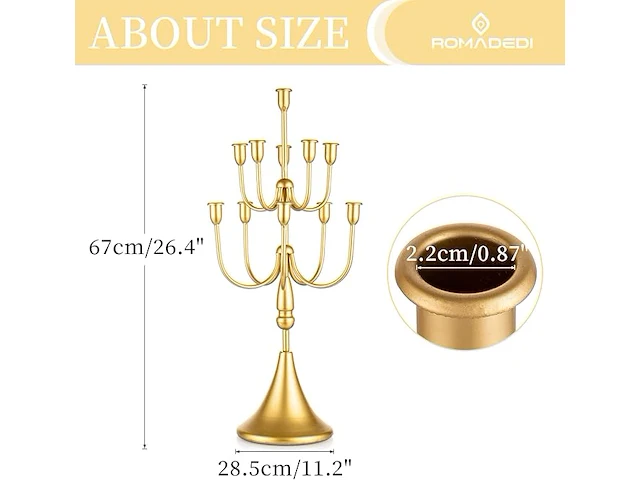 Romadedi candelabra gouden kaarsenhouder (2 stuks) - afbeelding 2 van  4