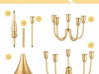 Romadedi candelabra gouden kaarsenhouder (2 stuks) - afbeelding 4 van  4