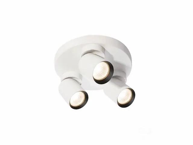 Rond gu10 opbouwspot armatuur triple cilinder zand wit en zwart draaibaar - afbeelding 1 van  3