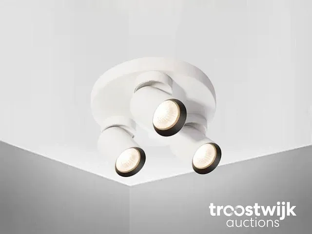 Rond gu10 opbouwspot armatuur triple cilinder zand wit en zwart draaibaar - afbeelding 2 van  3
