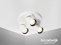 Rond gu10 opbouwspot armatuur triple cilinder zand wit en zwart draaibaar - afbeelding 2 van  3