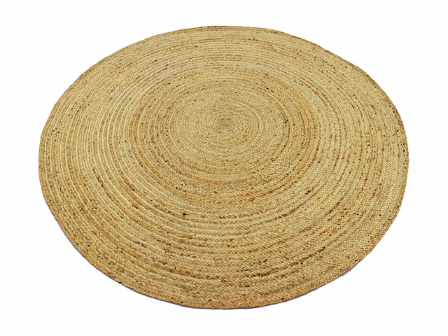 Rond vloerkleed - 100% geweven jute - d. 150 cm - naturel - afbeelding 2 van  4