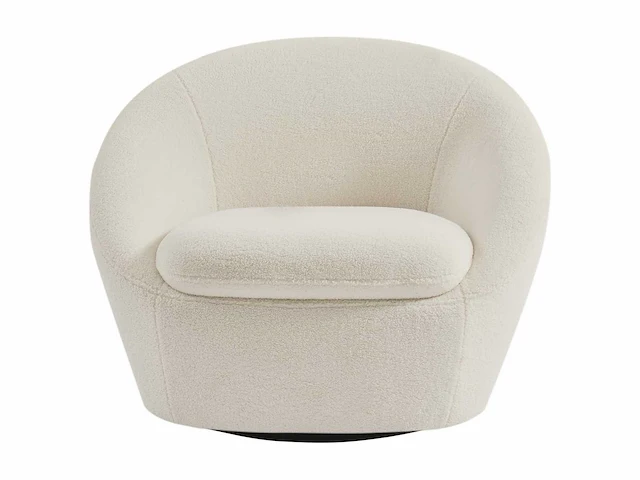 Ronde draaifauteuil - witte badstof - afbeelding 2 van  7