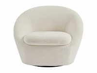 Ronde draaifauteuil - witte badstof - afbeelding 2 van  7