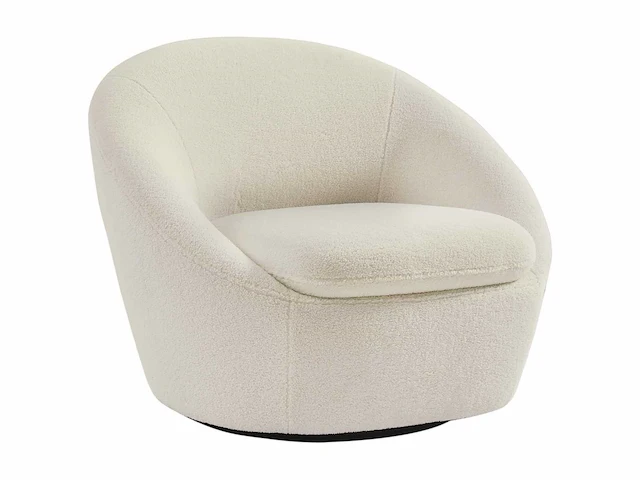 Ronde draaifauteuil - witte badstof - afbeelding 3 van  7