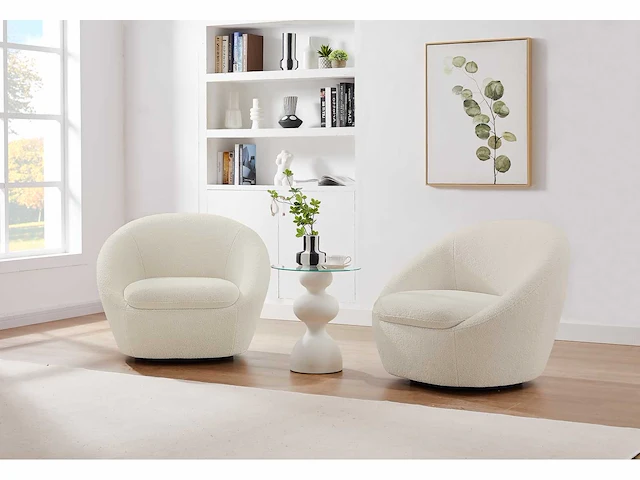 Ronde draaifauteuil - witte badstof - afbeelding 7 van  7