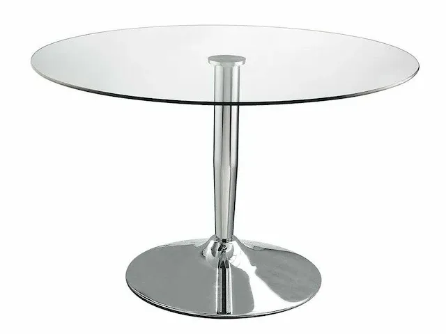 Ronde eettafel - gehard glas & chroom metaal - afbeelding 3 van  3