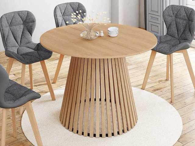 Ronde eettafel met centrale lattenpoten ø110cm - afbeelding 1 van  6