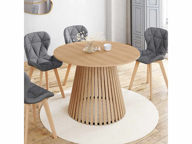 Ronde eettafel met centrale lattenpoten ø110cm - afbeelding 2 van  6