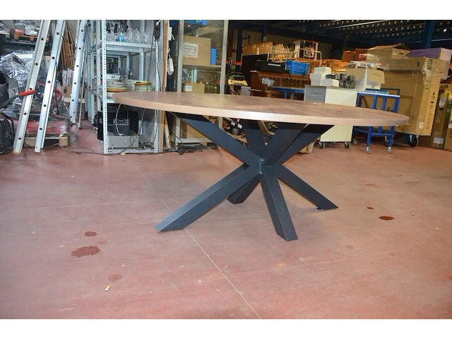 Ronde fineerhouten tafel , 7 moderne kuipstoelen grijze stoffen zit en rug (7,8) - afbeelding 9 van  11