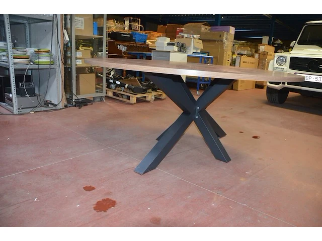 Ronde fineerhouten tafel , 7 moderne kuipstoelen grijze stoffen zit en rug (7,8) - afbeelding 10 van  11