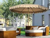 Ronde kantelbare parasol ø 264 cm met stoffen ruches - afbeelding 1 van  14