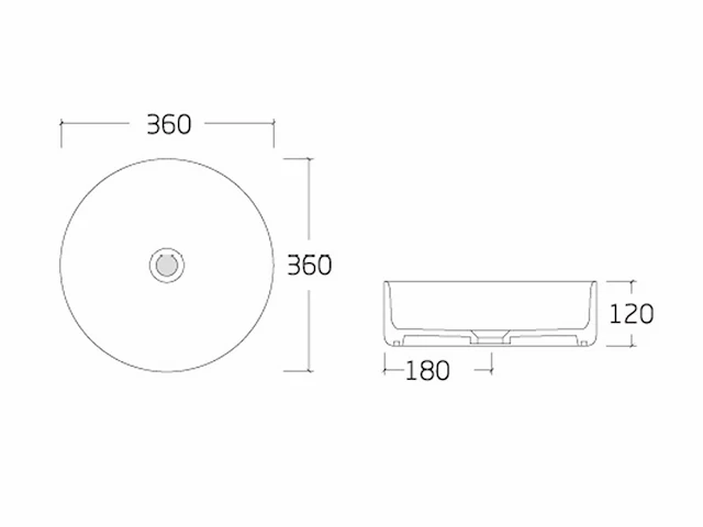 Ronde keramische aanrechtwastafel - zwart - 36 cm - afbeelding 5 van  5