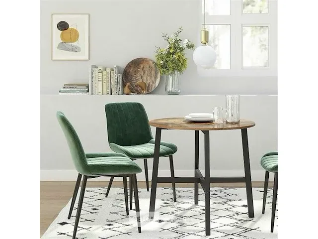 Ronde keukentafel - industrieel - zwart/bruin - 80x75 - afbeelding 2 van  3