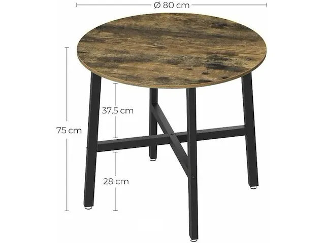 Ronde keukentafel - industrieel - zwart/bruin - 80x75 - afbeelding 3 van  3