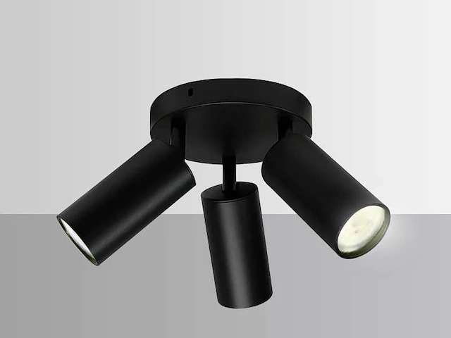 Ronde opbouw armaturen met gu10 fitting - draaibare zwarte spots (8x) - afbeelding 1 van  5