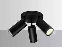 Ronde opbouw armaturen met gu10 fitting - draaibare zwarte spots (8x) - afbeelding 1 van  5