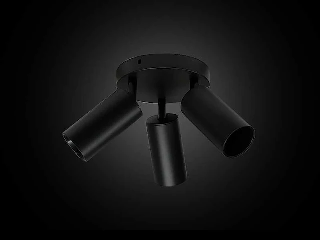 Ronde opbouw armaturen met gu10 fitting - draaibare zwarte spots (8x) - afbeelding 4 van  5