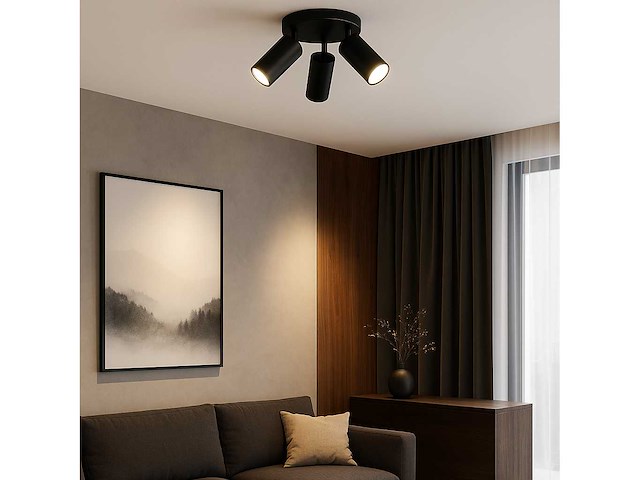 Ronde opbouwarmatuur gu10 – 3 draaibare spots – zwart – aluminium – ø150 mm – ip20 (x8) - afbeelding 2 van  5
