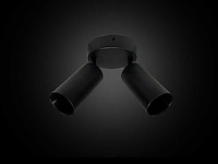 Ronde plafondlamp gu10 – 2 draaibare spots – zwart – aluminium – ø120 mm – ip20 (x5) - afbeelding 3 van  4