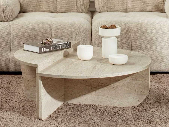 Ronde salontafel in melamine in marmerlook 85 cm - afbeelding 1 van  7