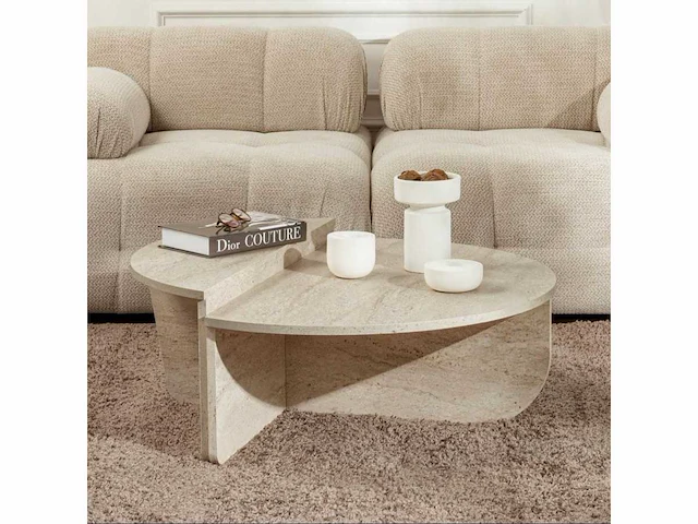 Ronde salontafel in melamine in marmerlook 85 cm - afbeelding 2 van  7