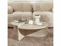 Ronde salontafel in melamine in marmerlook 85 cm - afbeelding 2 van  7