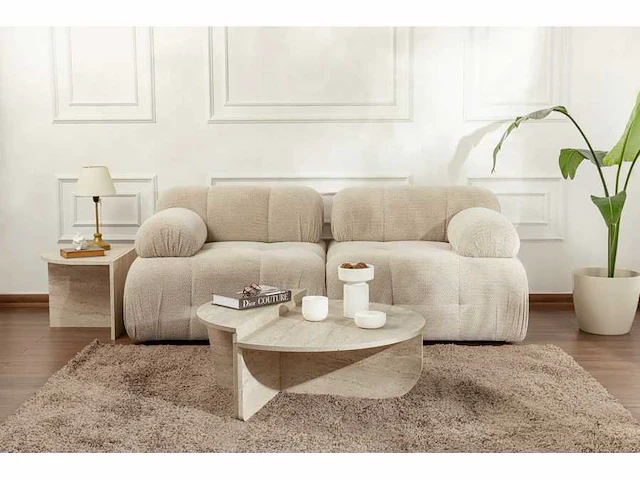 Ronde salontafel in melamine in marmerlook 85 cm - afbeelding 3 van  7