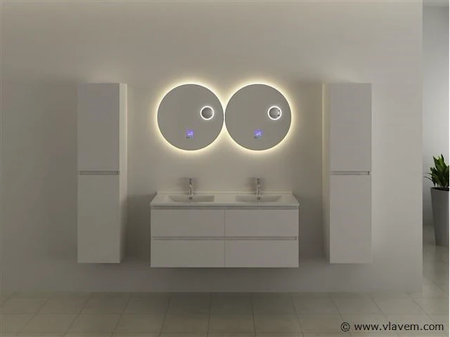 Ronde spiegel met led verlichting & bluetooth - ø60 cm - afbeelding 1 van  4