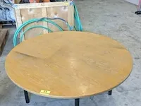 Ronde tafel hout/metaal dm.130cm h=69 - afbeelding 1 van  1