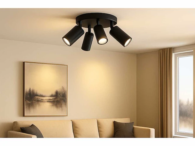 Ronde wandlamp gu10 – 4 draaibare – zwart – aluminium – ø200 mm – ip20 (x10) - afbeelding 1 van  5