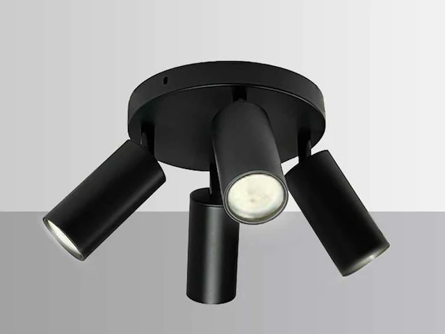 Ronde wandlamp gu10 – 4 draaibare – zwart – aluminium – ø200 mm – ip20 (x10) - afbeelding 2 van  5