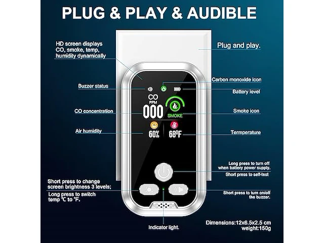 Rook en koolmonoxide detector - plugin - afbeelding 3 van  4