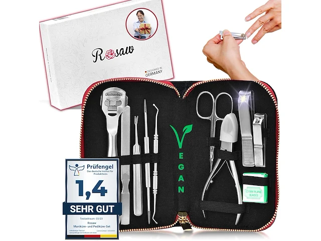 Rosaw manicure & pedicureset, 10-delige nagelverzorgingsset - afbeelding 1 van  3