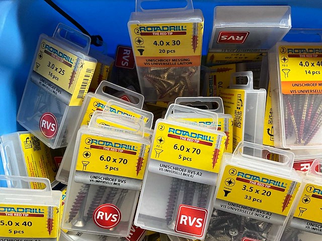 Rotadrill diverse maten schroeven rvs en messing (100x) - afbeelding 2 van  6