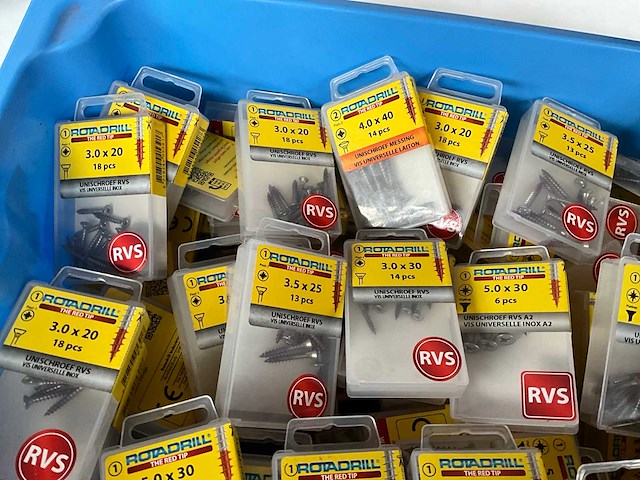 Rotadrill diverse schroeven rvs & messing (100x) - afbeelding 2 van  6