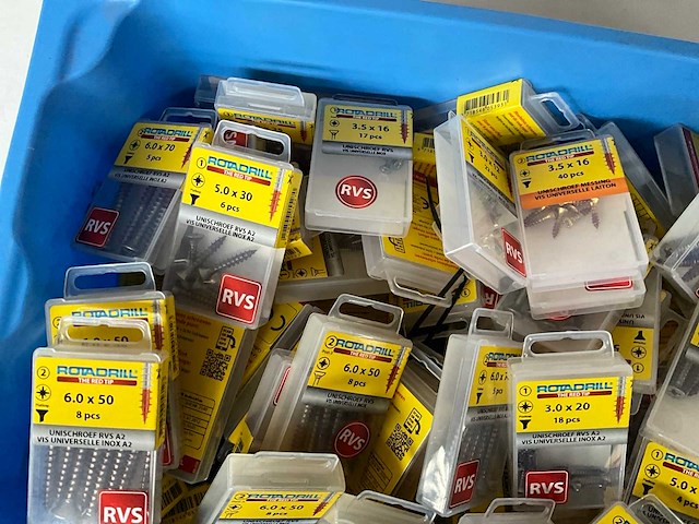 Rotadrill diverse schroeven rvs & messing (100x) - afbeelding 2 van  6