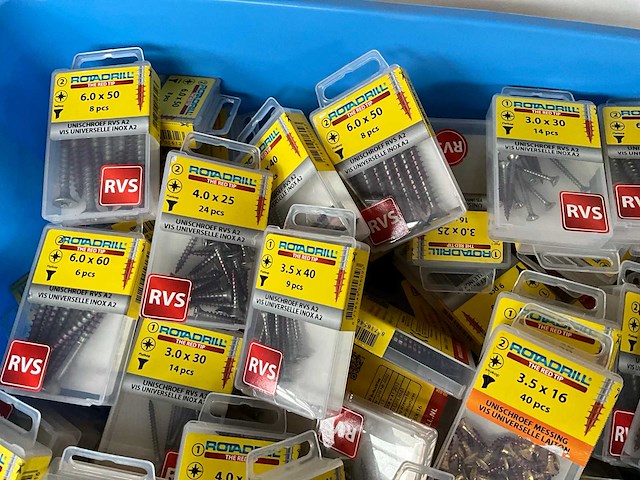 Rotadrill diverse schroeven rvs & messing (100x) - afbeelding 2 van  5