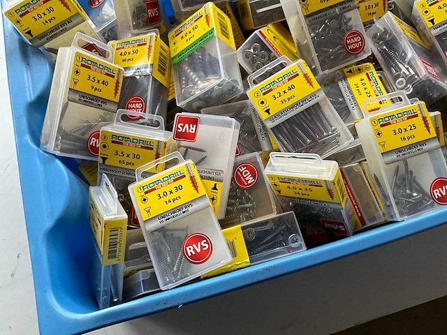 Rotadrill diverse schroeven rvs, messing en verzinkt (100x) - afbeelding 5 van  6