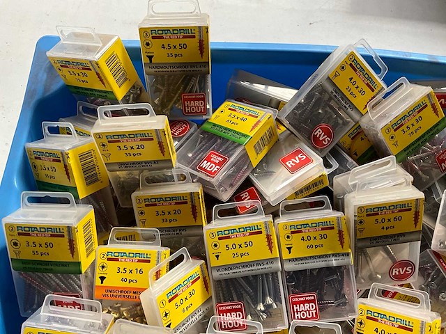 Rotadrill diverse schroeven rvs, messing en verzinkt (100x) - afbeelding 2 van  6