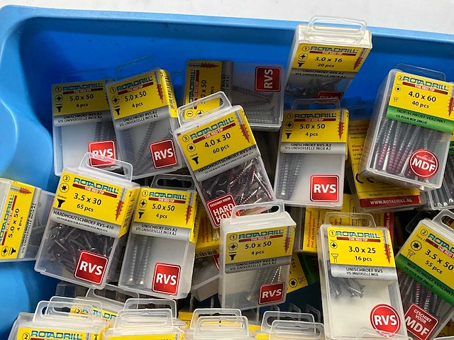 Rotadrill diverse schroeven rvs, messing en verzinkt (100x) - afbeelding 2 van  6