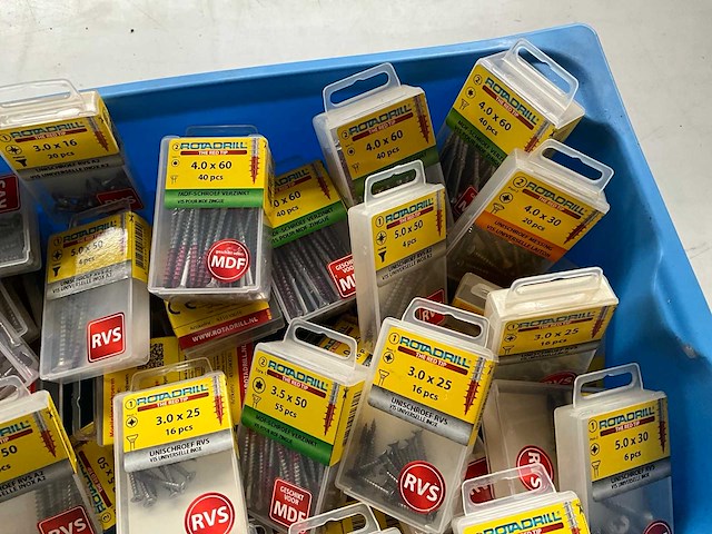 Rotadrill diverse schroeven rvs, messing en verzinkt (100x) - afbeelding 3 van  6
