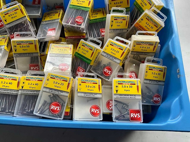 Rotadrill diverse schroeven rvs, messing en verzinkt (100x) - afbeelding 4 van  6