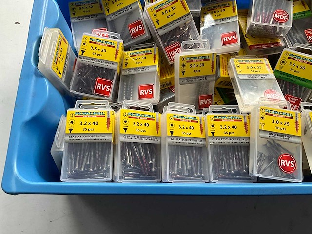 Rotadrill diverse schroeven rvs, messing en verzinkt (100x) - afbeelding 5 van  6