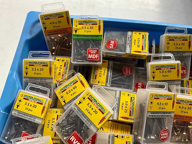 Rotadrill diverse schroeven rvs, messing en verzinkt (100x) - afbeelding 2 van  6