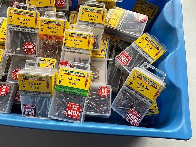 Rotadrill diverse schroeven rvs, messing en verzinkt (100x) - afbeelding 4 van  6