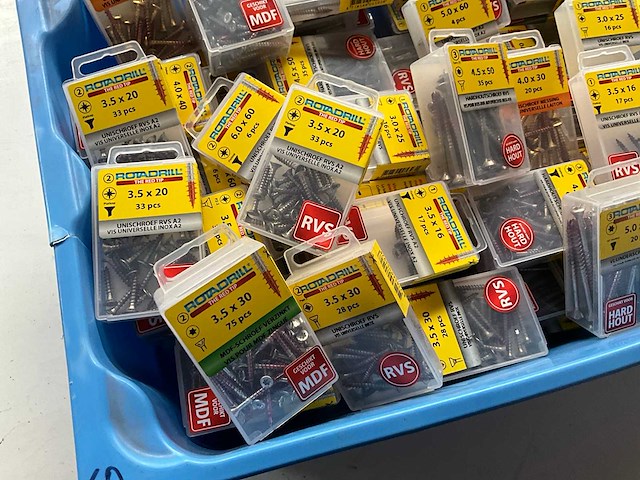 Rotadrill diverse schroeven rvs, messing en verzinkt (100x) - afbeelding 5 van  6