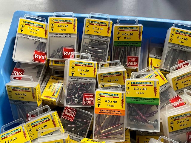 Rotadrill diverse schroeven rvs, messing en verzinkt (100x) - afbeelding 2 van  6